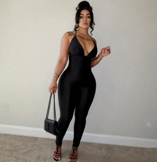 Deep V Jumpsuit