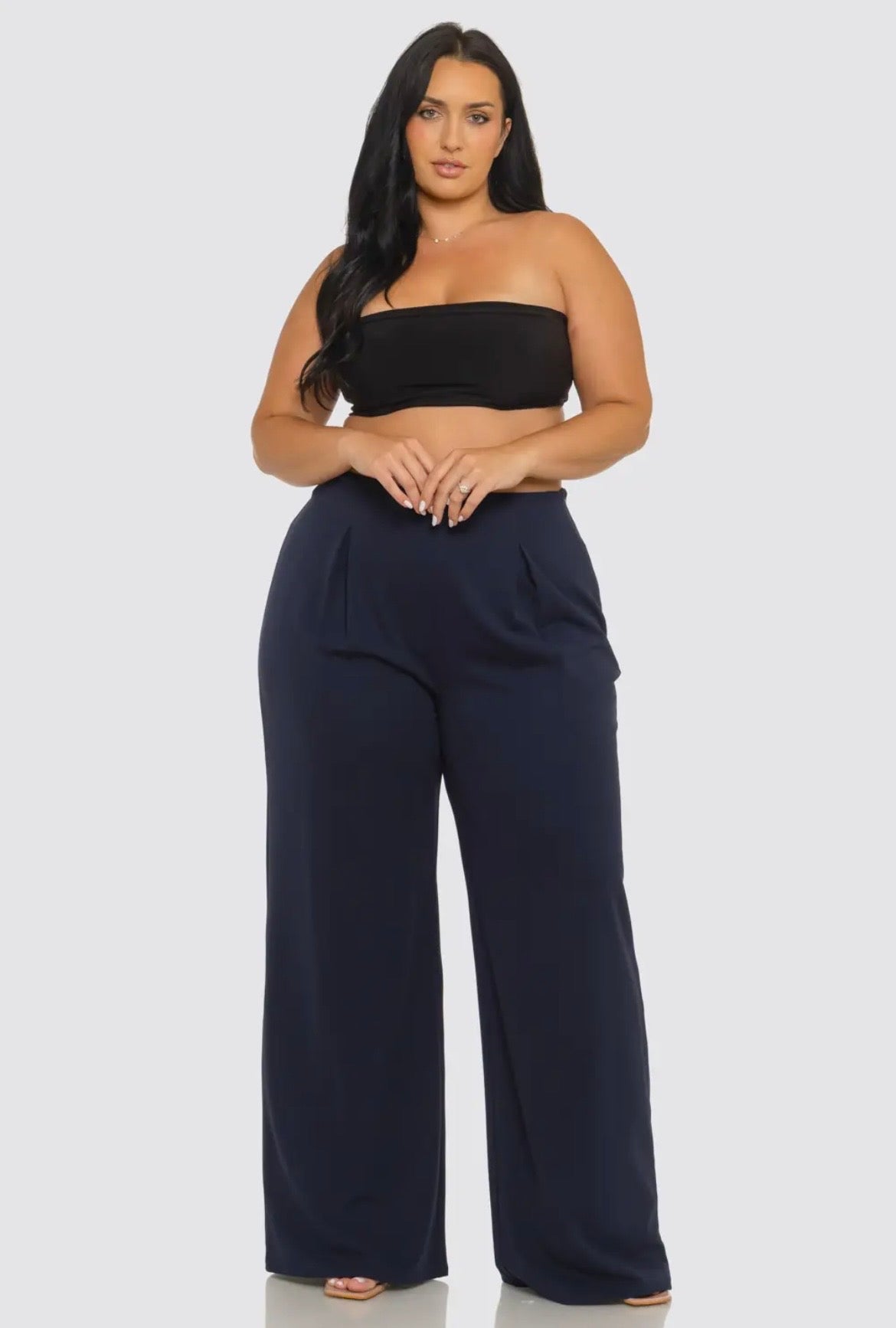 Pleated Wide Leg Pants (Plus)