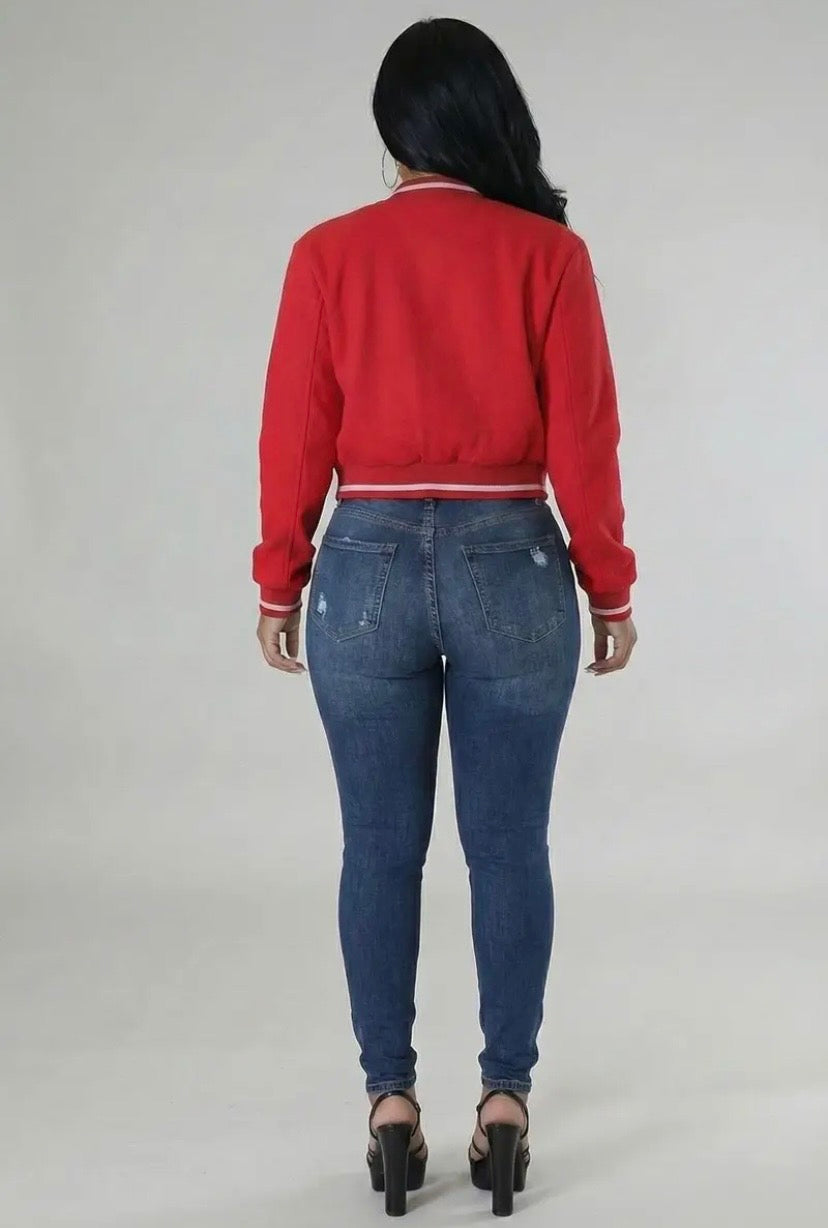 Varsity Cropped Jacket (Plus)