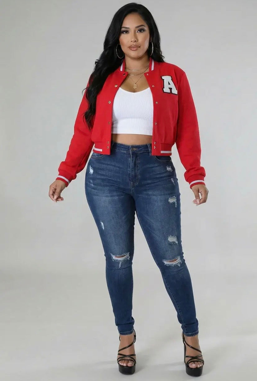 Varsity Cropped Jacket (Plus)