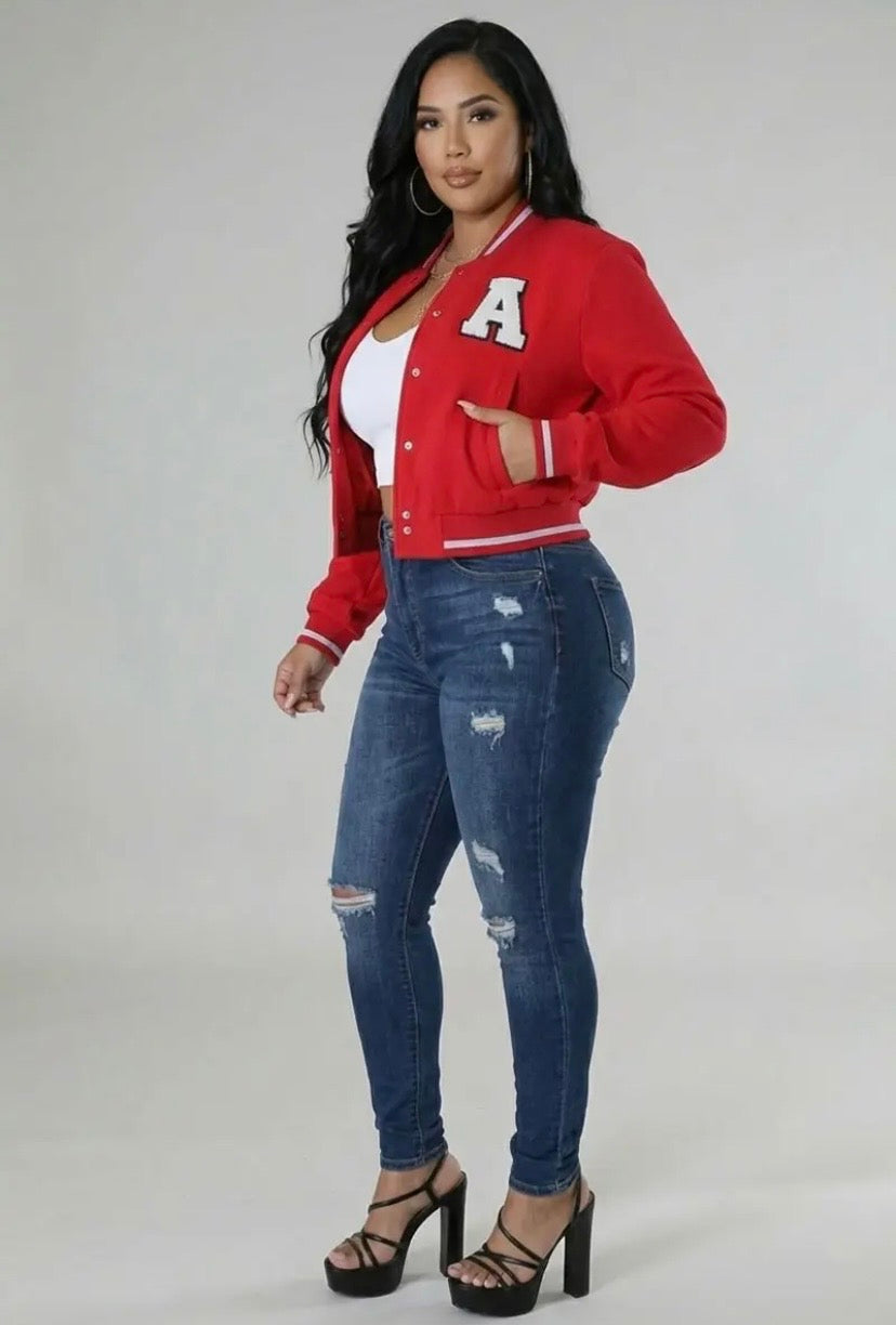 Varsity Cropped Jacket (Plus)