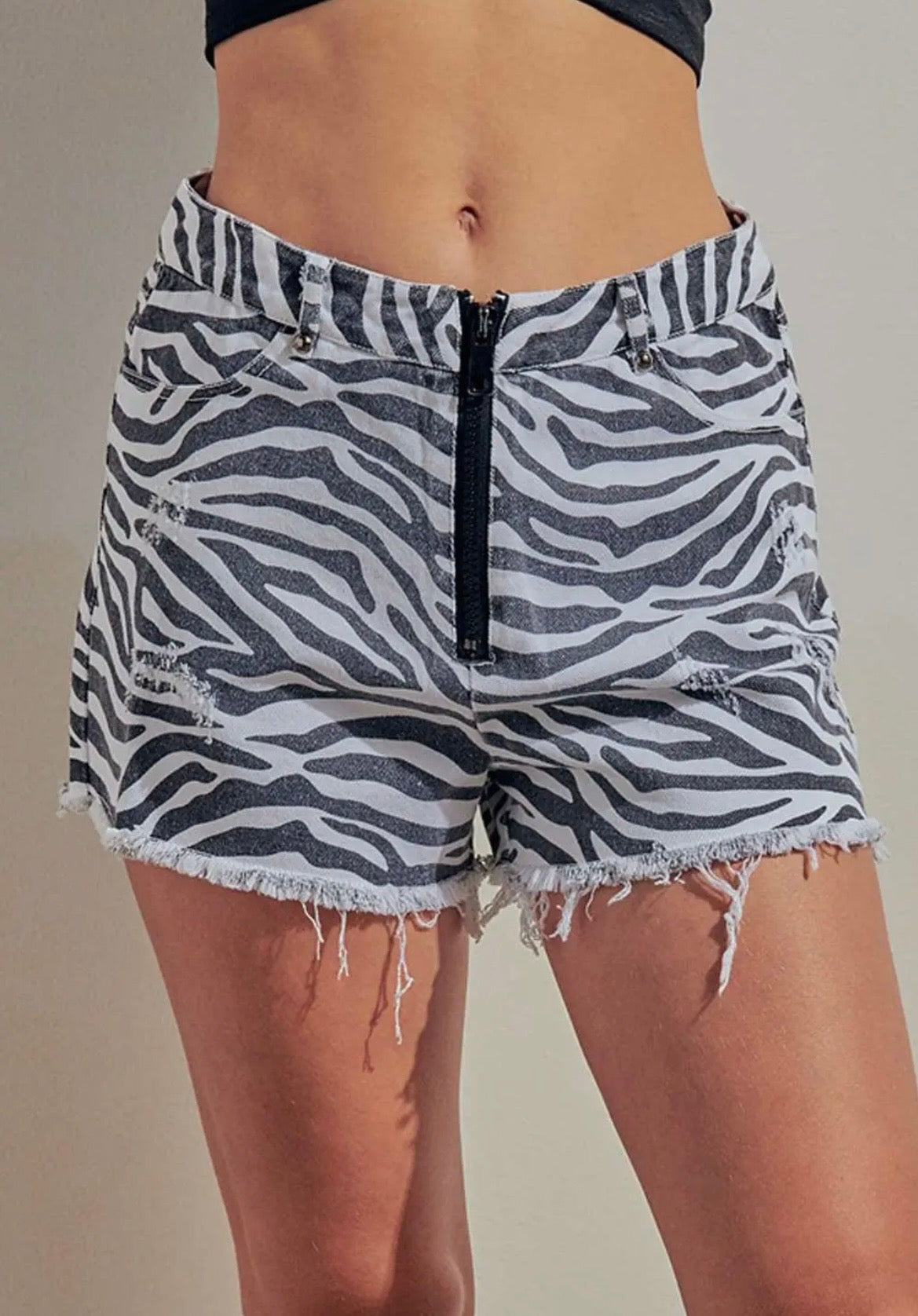 Distressed Zebra Shorts