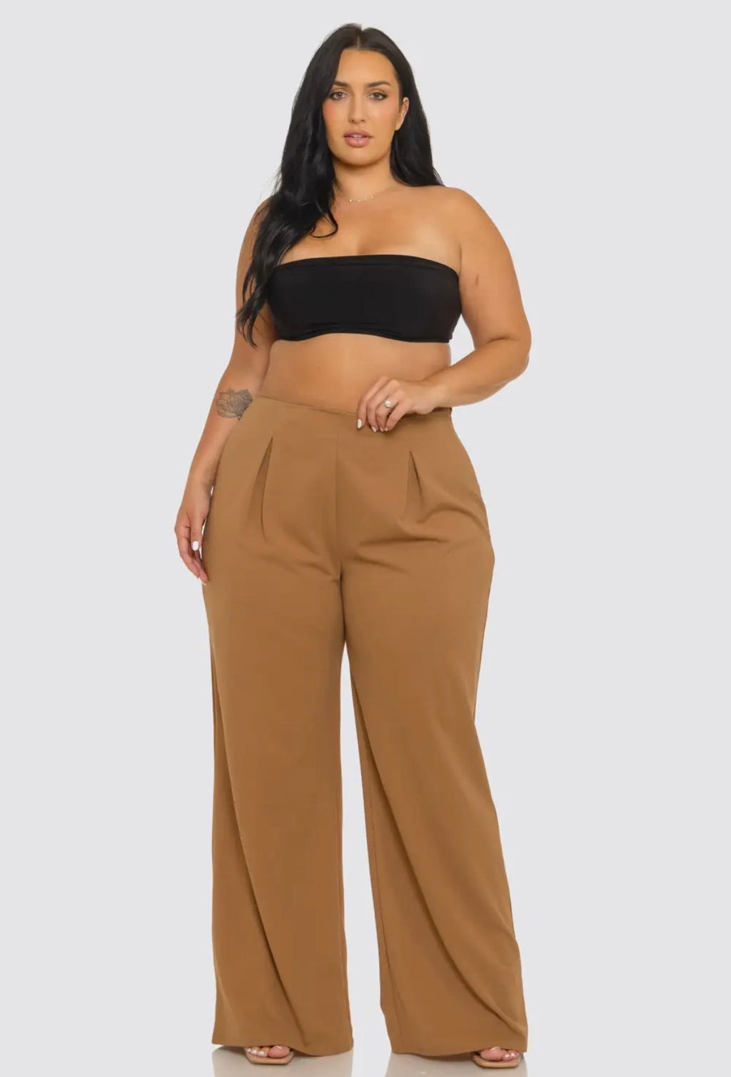 Pleated Wide Leg Pants (Plus)