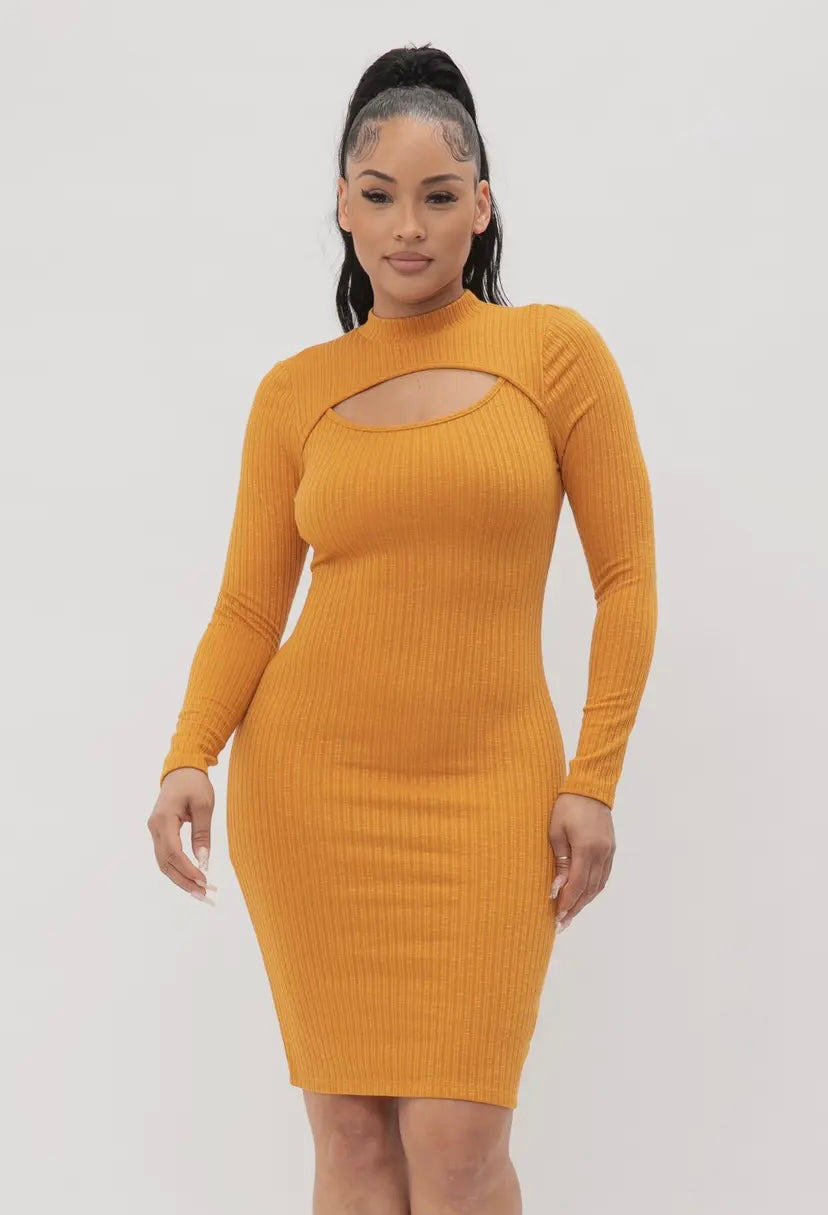 Mock Neck Midi Dress