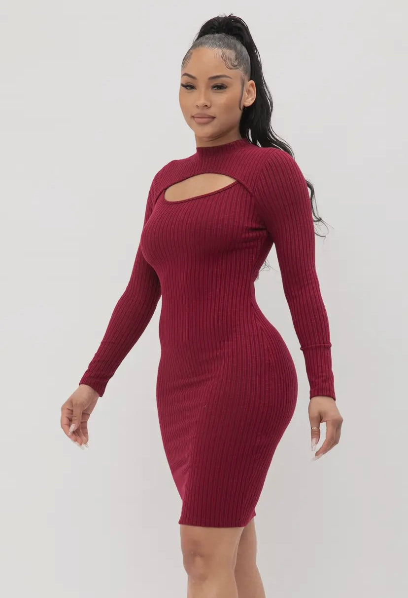 Mock Neck Midi Dress