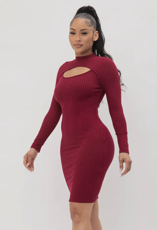 Mock Neck Midi Dress