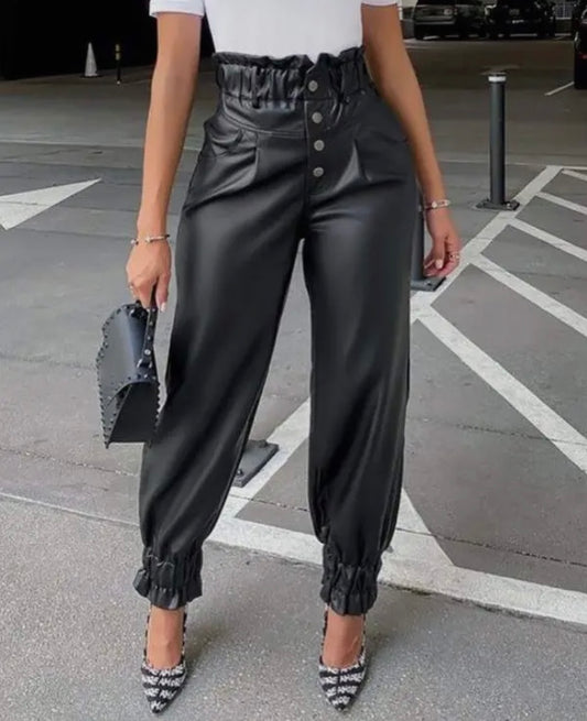 PU Leather High Waist Pants