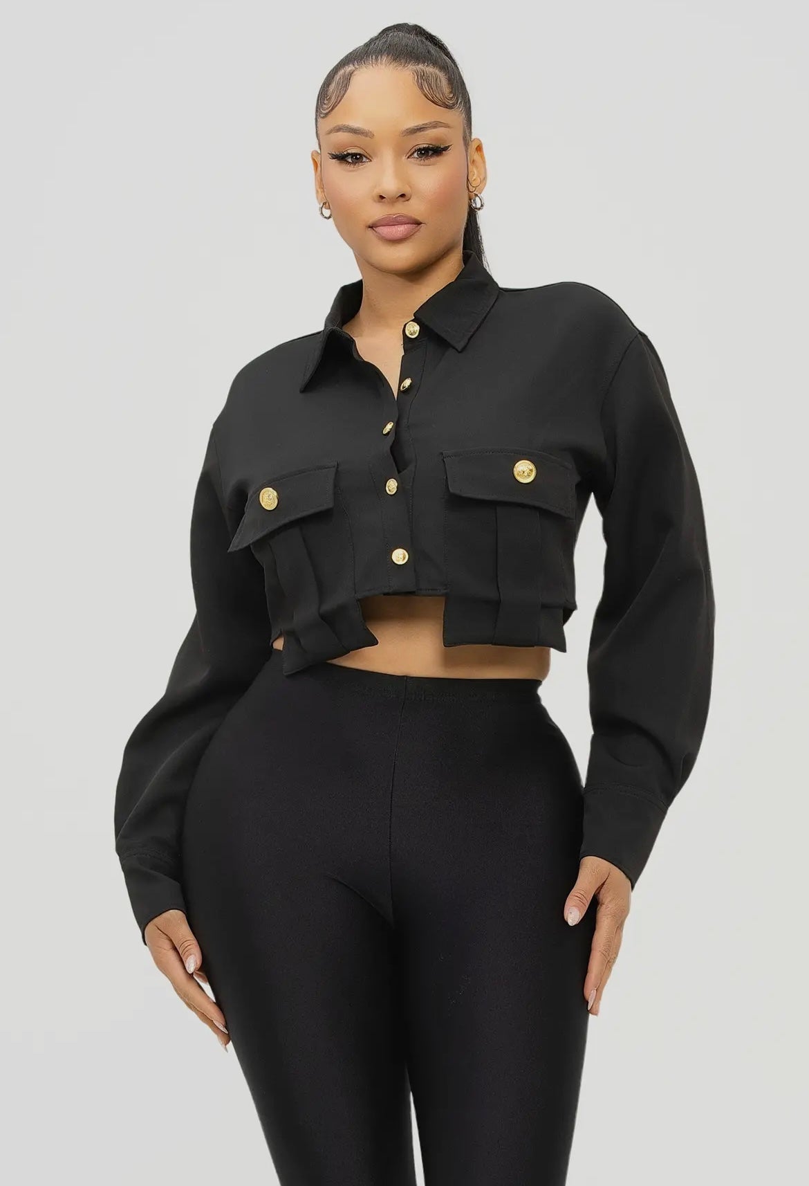 Shauna Button Up Crop
