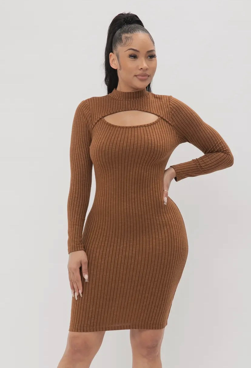 Mock Neck Midi Dress