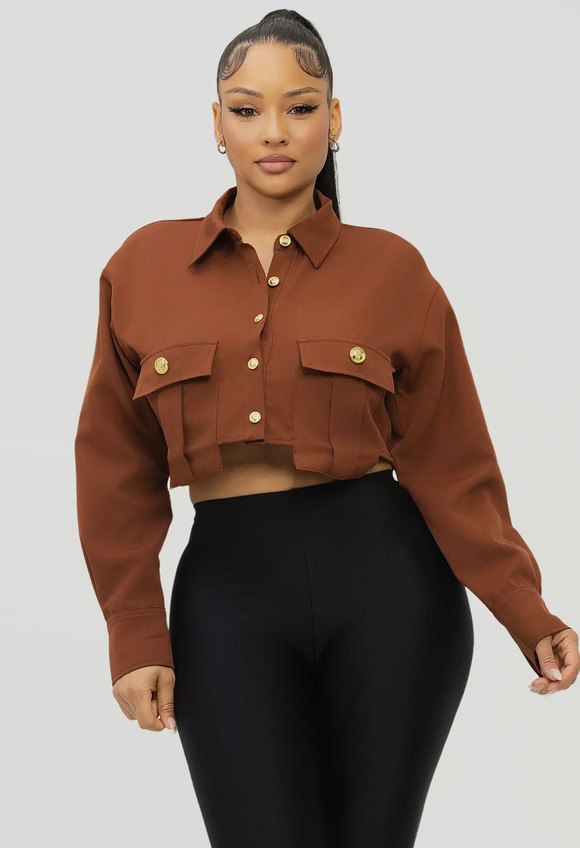Shauna Button Up Crop